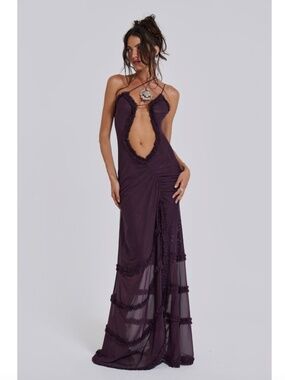 azevedo knotted halter maxi dress Azevedo Knotted Halter Maxi Dress